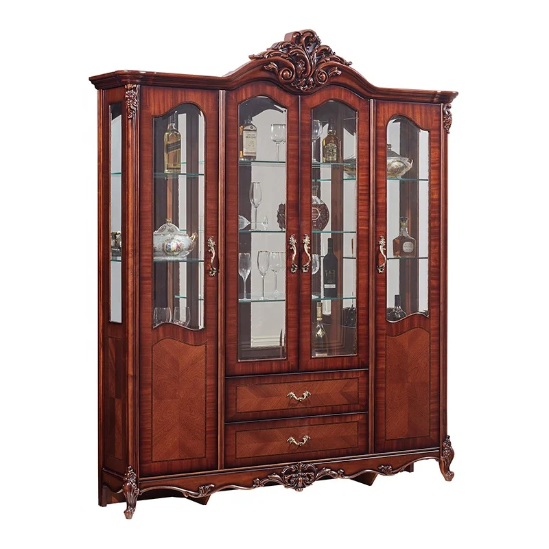 Деревянные Боковые шкафы в европейском стиле стакан для ресторана и современный шкаф