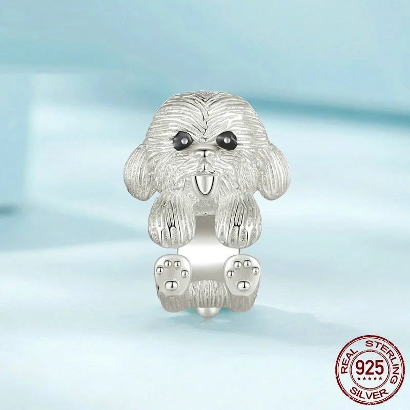 Custom 3d High Quality Best Friend Cute Bracelets Charm Animal Wholesale  Dog 925 Sterling Silver Charms for Jewelry Making