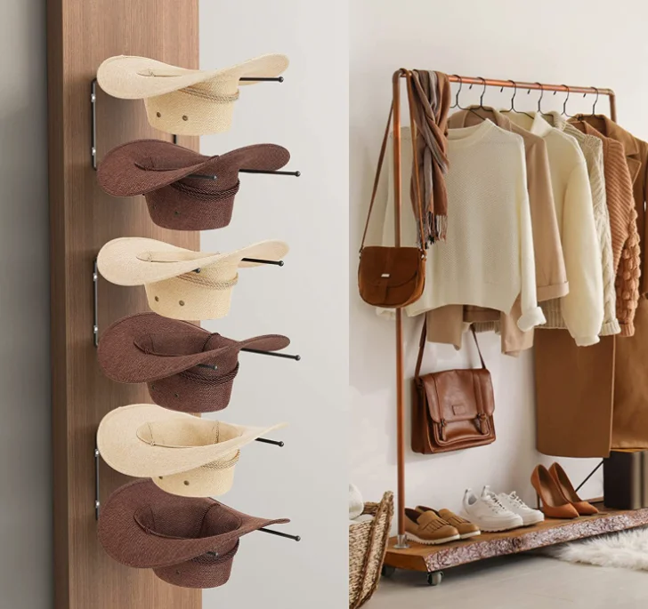 Hats Storage Hanger Organizer Wall Mounted Cowboy Hat Holder