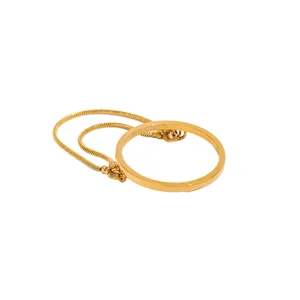 MW Jewelry 18K Gold-Plated Statement Double-Layer Snake Chain Pendant Stainless Steel Rings Stylish Trendy Gifts Parties