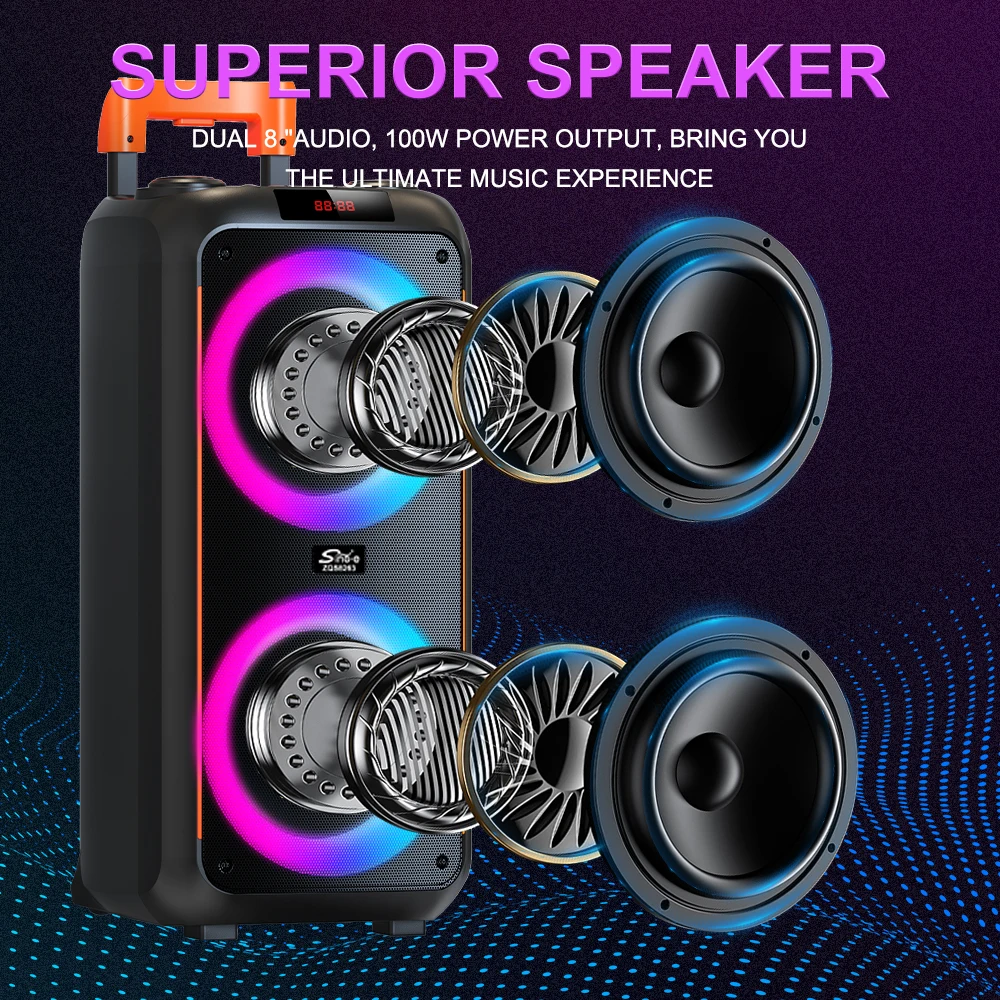 SING-E ZQS8263 Portable 50W Microphone Speaker for Parties
