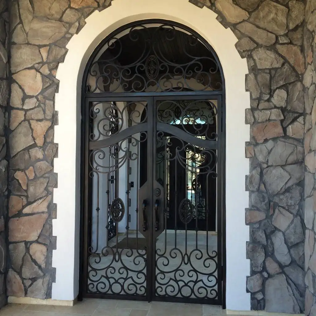 USA Retro style wrought iron doors Luxury Exterior Main Entry Wrought Iron Doors Security Steel Door For villa or residential