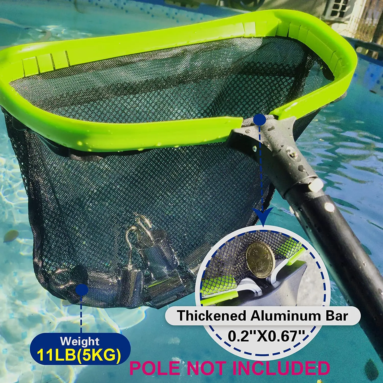 Professional Swimming Pool Leaf Skimmer Net With Doublelayer Deep Bag