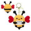 Yellow Heart-shaped bee knitted pendant