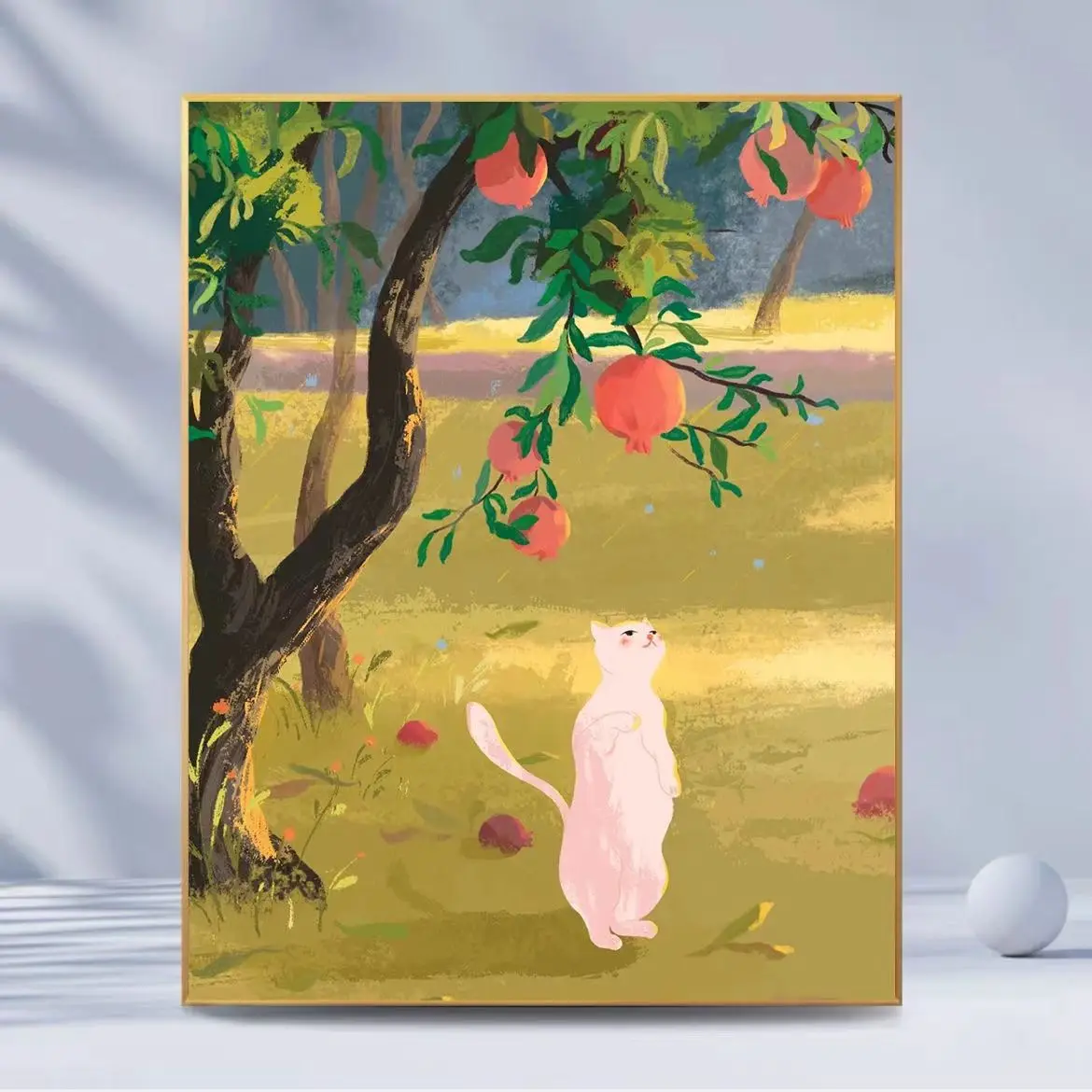 Whimsical Farmhouse Wall Art Canvas Print Orange Orchard Vibrant Green Orange Neutral Tones Living Room Bedroom Home Decor
