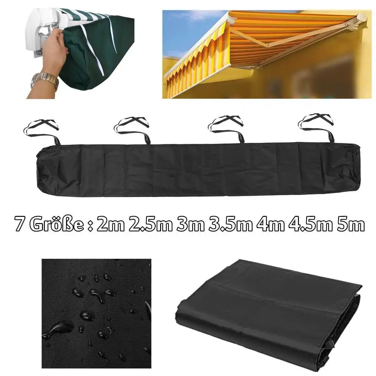 Outdoor Patio Awning Waterproof Cover Telescopic Rolling Curtain Waterproof Cover Dust Protection Cover