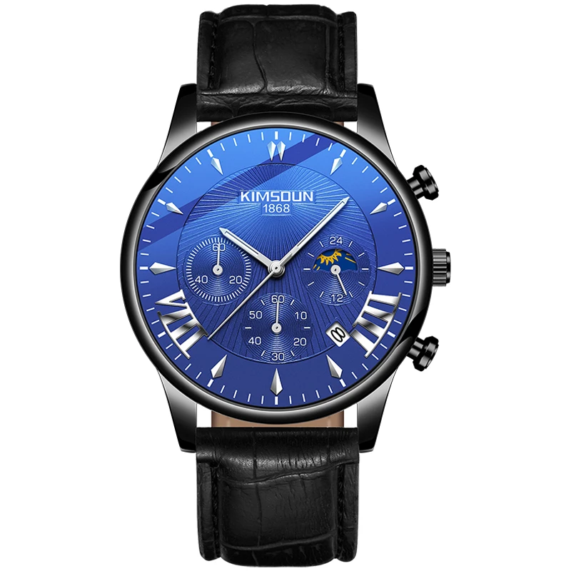 Chronograph Quartz Men Watch Luxury Wristwatch Waterproof Moon Phase ...