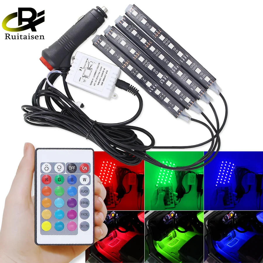 RGB LED Fußraumbeleuchtung Fürs Auto – 48 LEDs, App-Steuerung, Per USB Anschließen