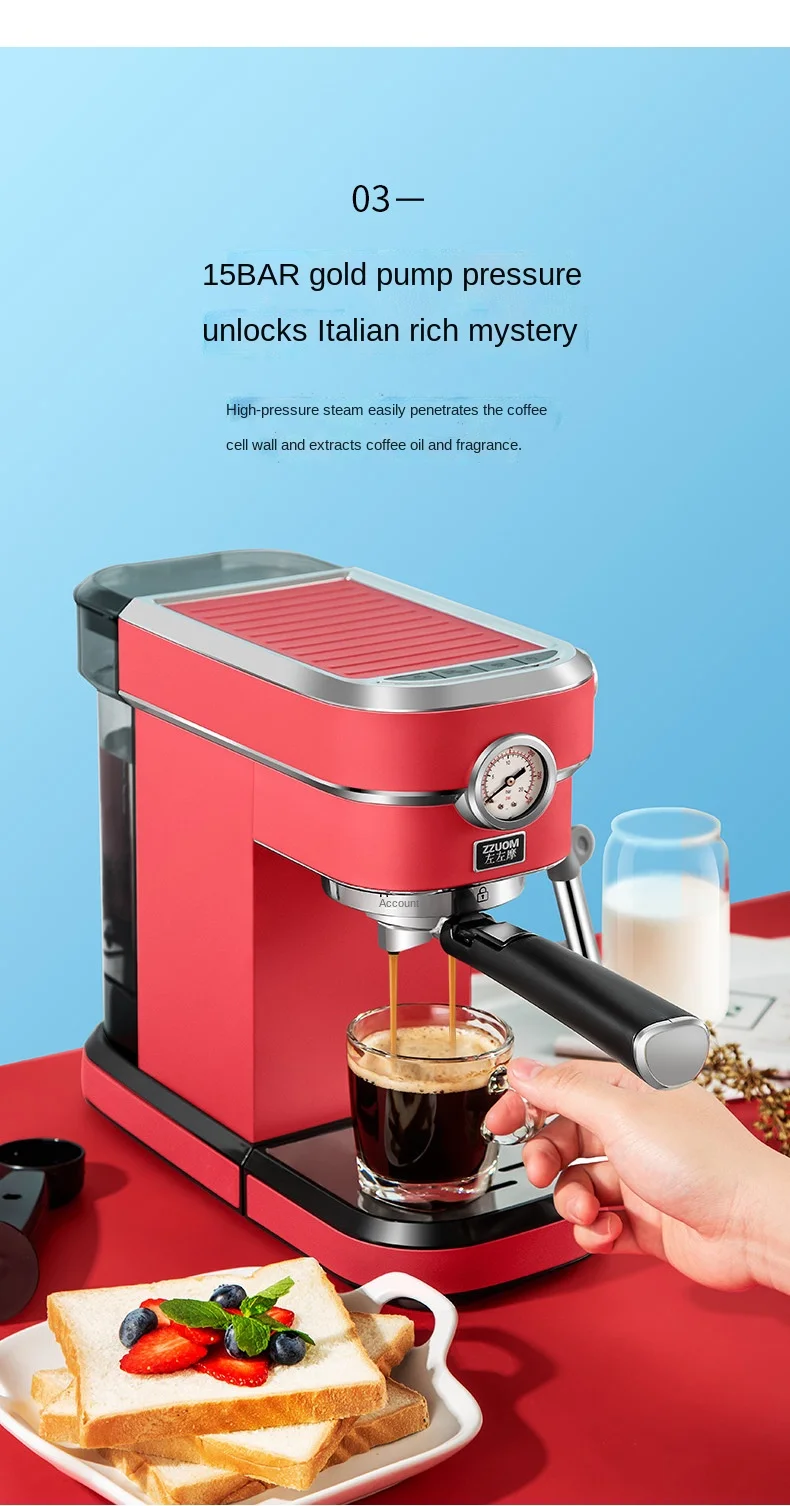 New Italian Coffee Machine Household Semi Automatic Latte art steam coffee machine milk frother