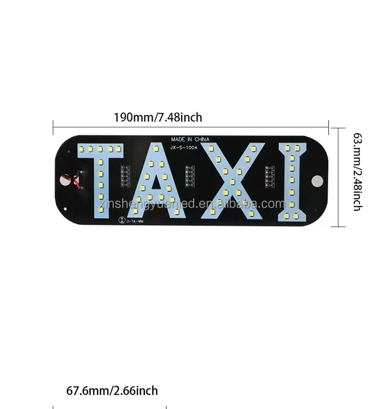 12V LED Sign for Taxi Car Lamp - USB Plug & Play