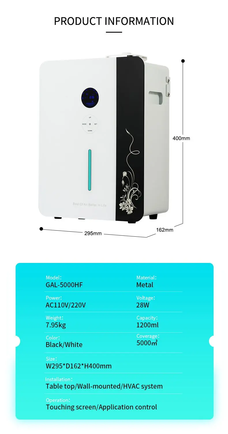 Large Area Hotel Aroma Diffuser Hvac Scent Essential Oil Diffuser Machine 1200ml With App