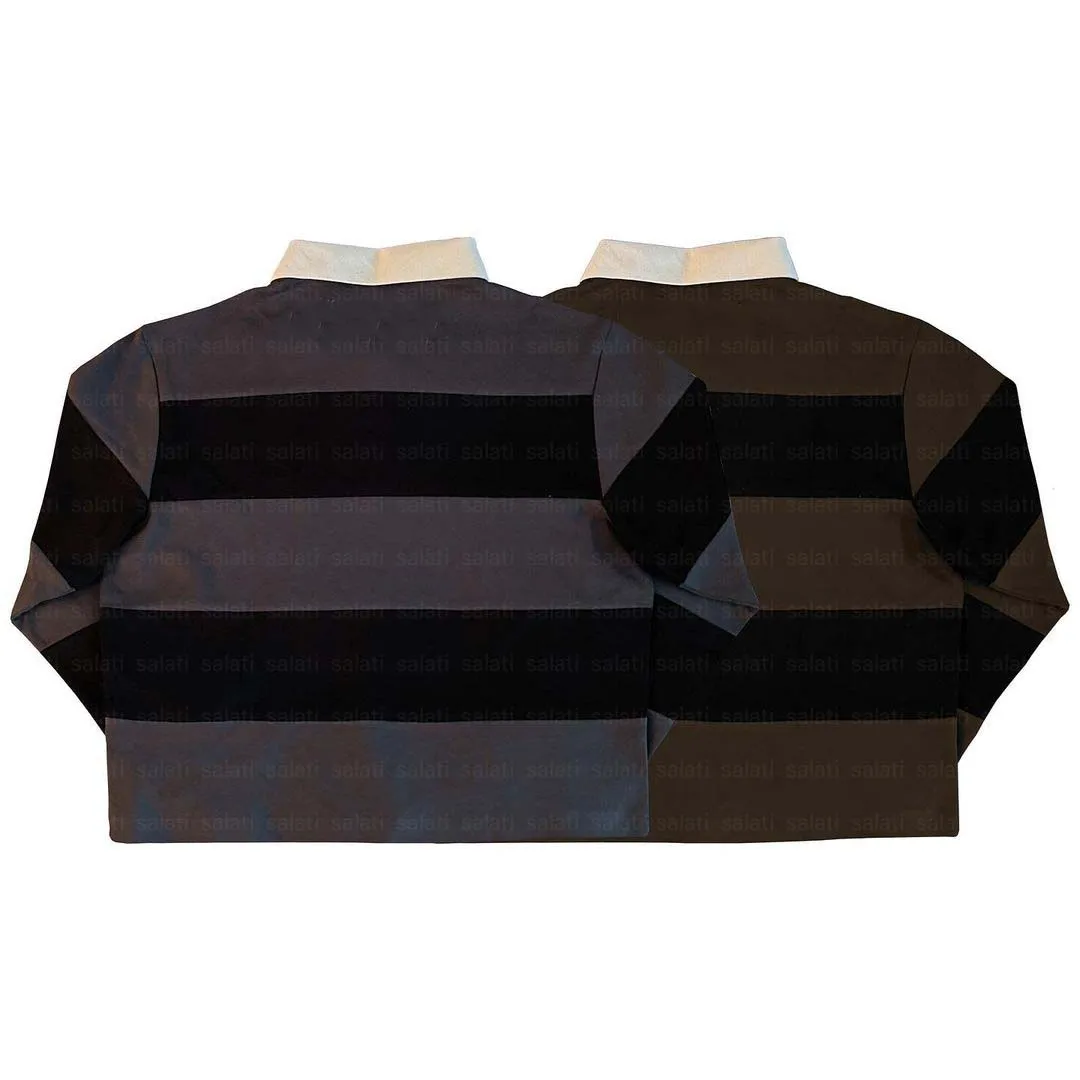 Salati Wholesale Custom Longsleeve Cotton Oversized Boxy Long Sleeve Cropped Rugby T-shirt Polo Men's Shirt With Embroidery Logo gallery 2