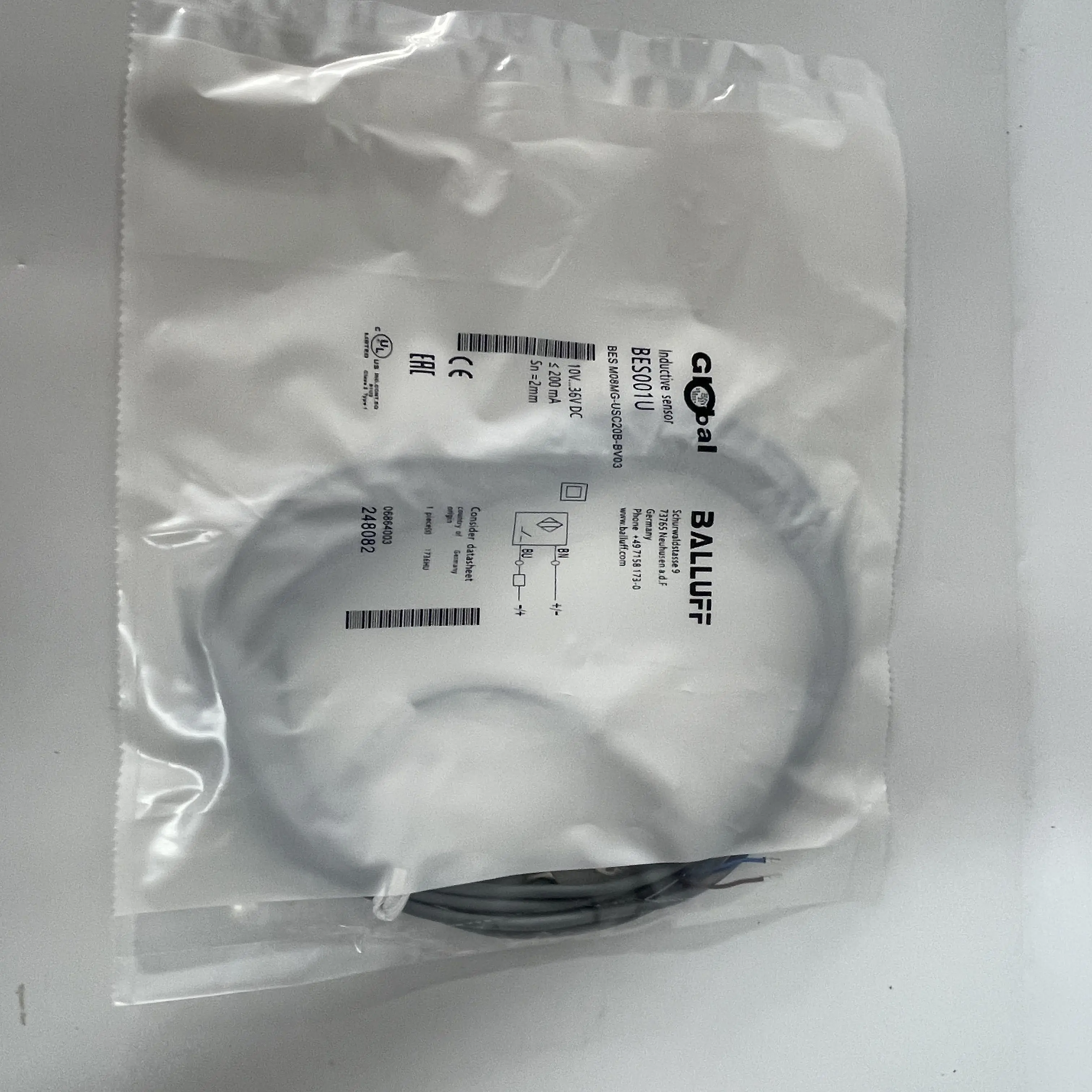 Balluff Inductive Sensor BES001U BES M08MG-USC20B-BV03 Balluff Inductive Sensor BES001U BES M08MG-USC20B-BV03