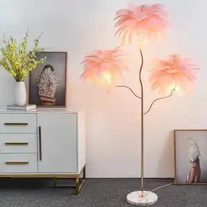 Badu Modern Luxury Bedroom Living Room Resin/copper Floor Lamp Led Standing Ostrich Feather Feather Designer Floor Lamp