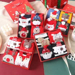 Custom New Pattern Sock Cartoon 3D Holiday Claus Mid-calf Red Socks Warm Winter Socks