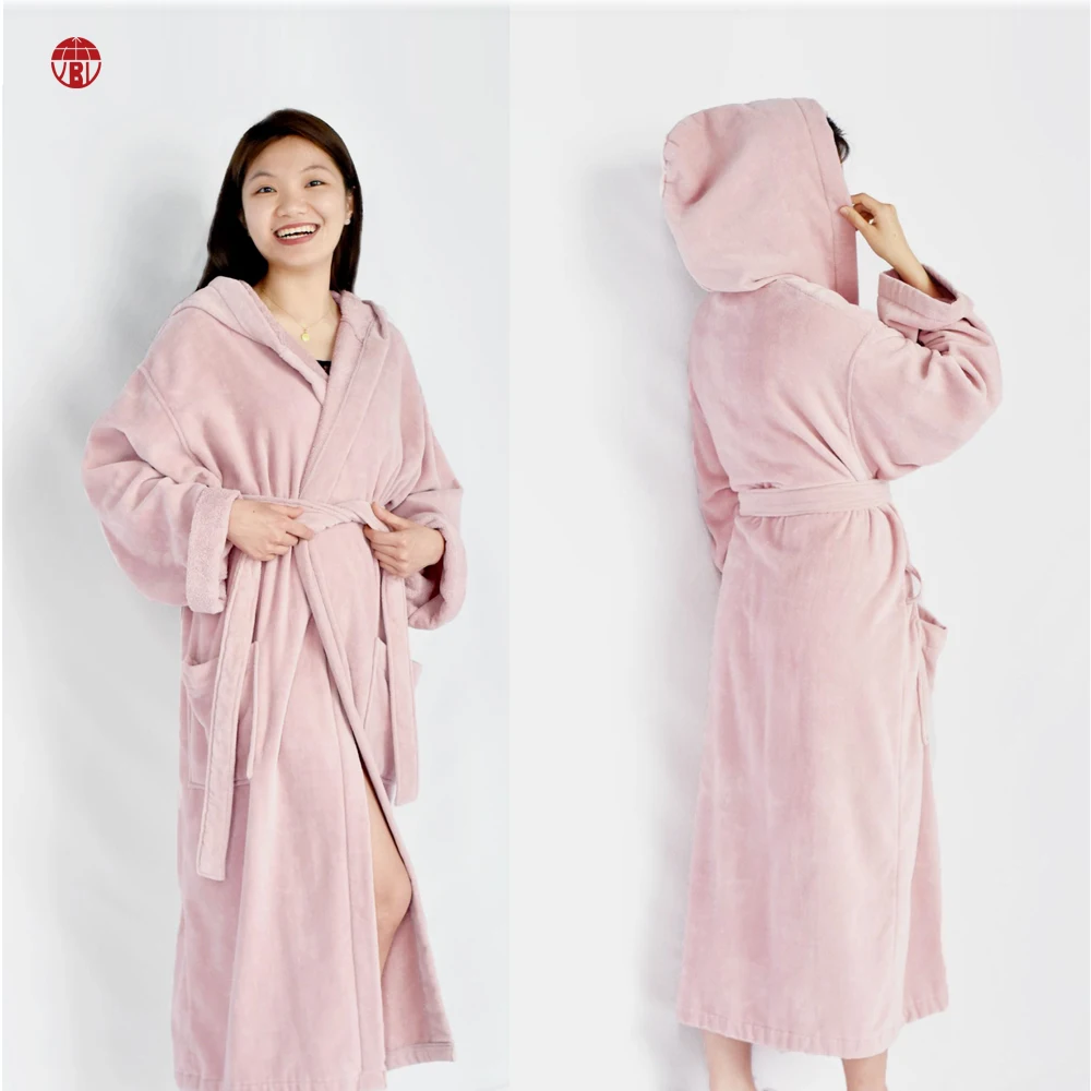 Hotel White Hooded Bathrobe Cotton .100 Cotton Terry Unisex Hotel Spa