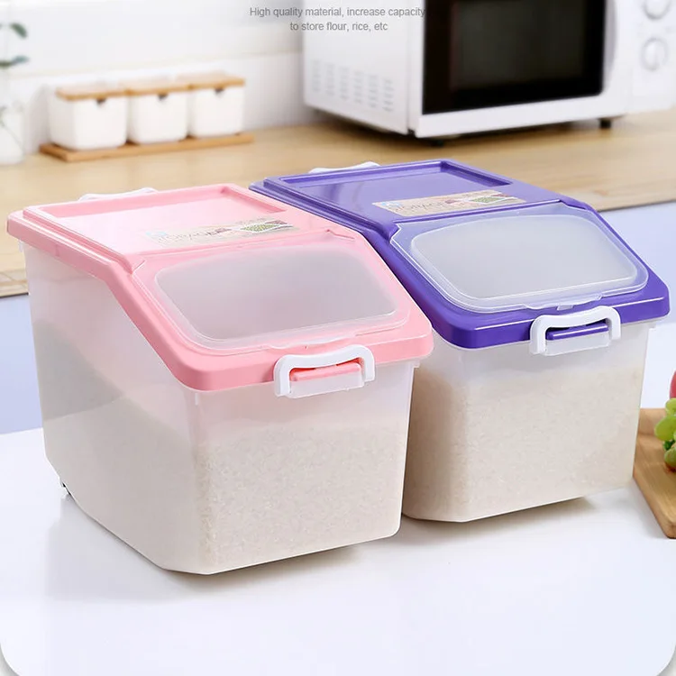 2021 New 10/15/25 KG Moisture-proof Dry Food Sealed Box Rice Storage Grain  Container Kitchen Accessories Storage Box 8 Colors