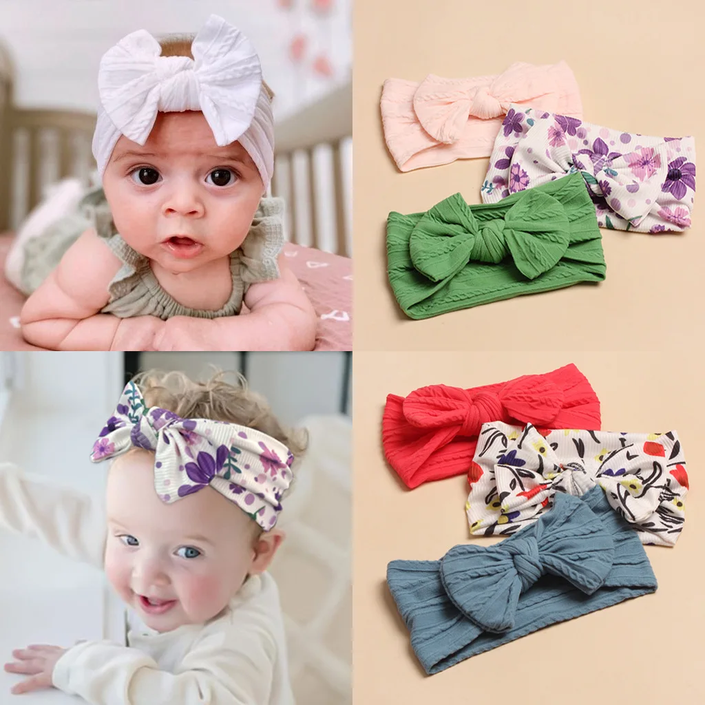3Pcs Fashion Spring Summer New Arrival Baby Headscarf Cute Bows Kids Hairbands Fabric Accessory for Girls Parties