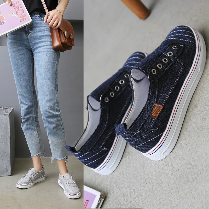 Модные однотонные холщовые кроссовки, нескользящая женская повседневная обувь на плоской подошве для женщин