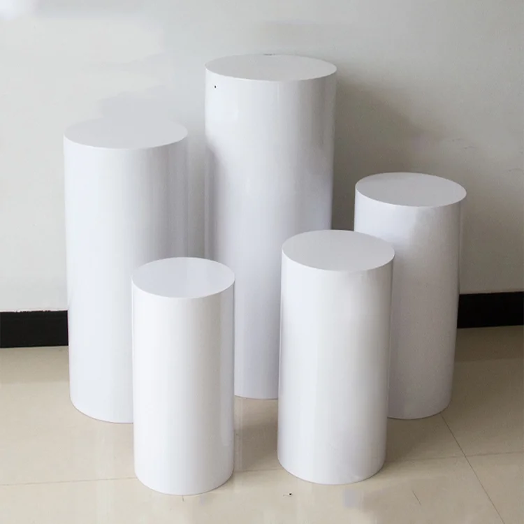 Acrylic Cylinder Pedestals Stand For Events Square Display Platform