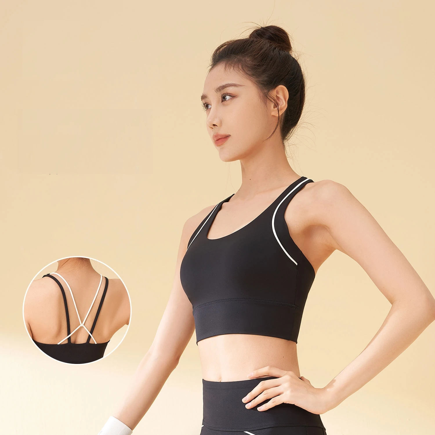 Women's Strapless Top Gym Run Sportswear Breast Pad Seamless Linear Shockproof High Elastic Pilates Fitness Yoga Sport Bra