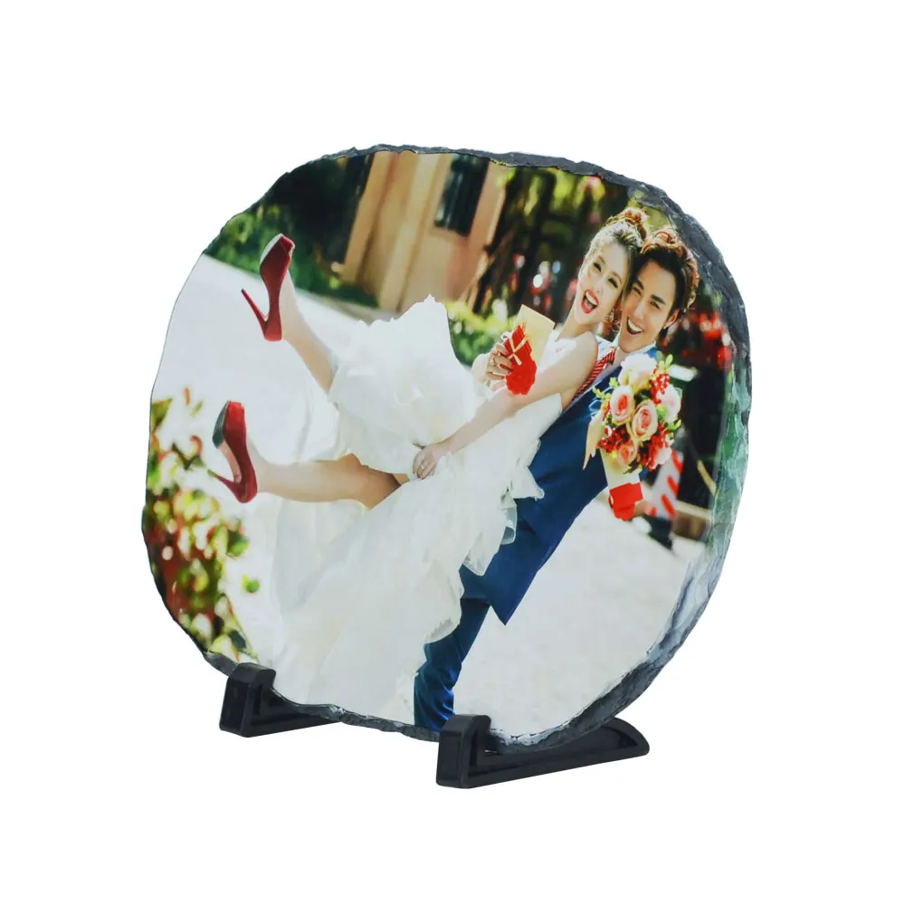 MIDA Wholesale Oval Rock Photo Frame Heat Transfer Printing Personalized Custom Sublimation Blank Stone Slate Photo Frame
