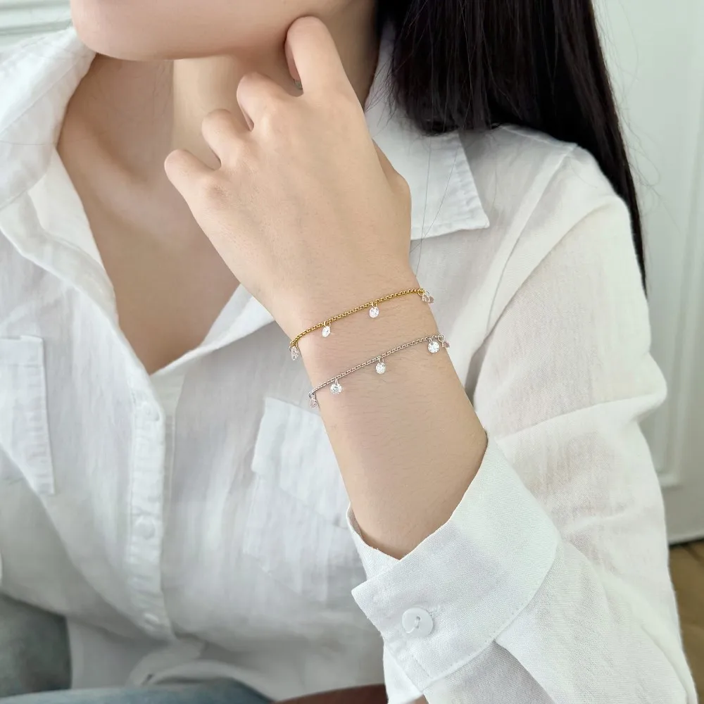 KAKODIY Charm Exquisite 925 Sterling Silver Oxidation Resistant Multiple 5A Cubic Zirconia Imitation Cubic Zirconia Pendant Chain Bracelet detail 1