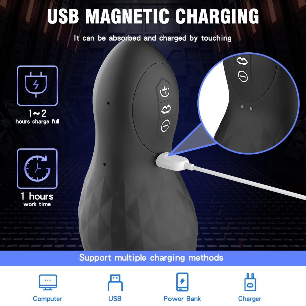 High Quality Electric Male Masturbation Cup Rechargeable Suction Cup Adult  Male Masturbator 7 Vibration Modes Sex Toys for Men