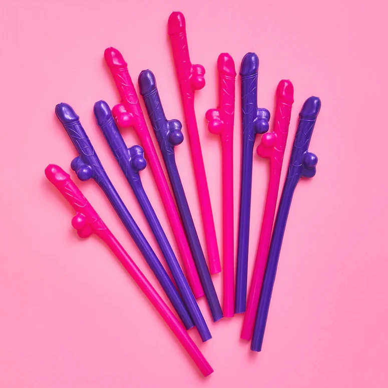 9x Cannucce Lovetoy Willy Straws Con Piselli Sexy Party Addio Al