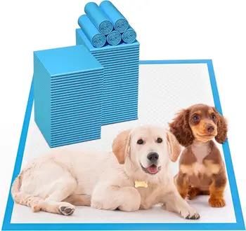 Super Absorbent and Waterproof Dog and Puppy Pet Training Mats,Household Pet Mats,50 Supports 90*150 large size ,Blue