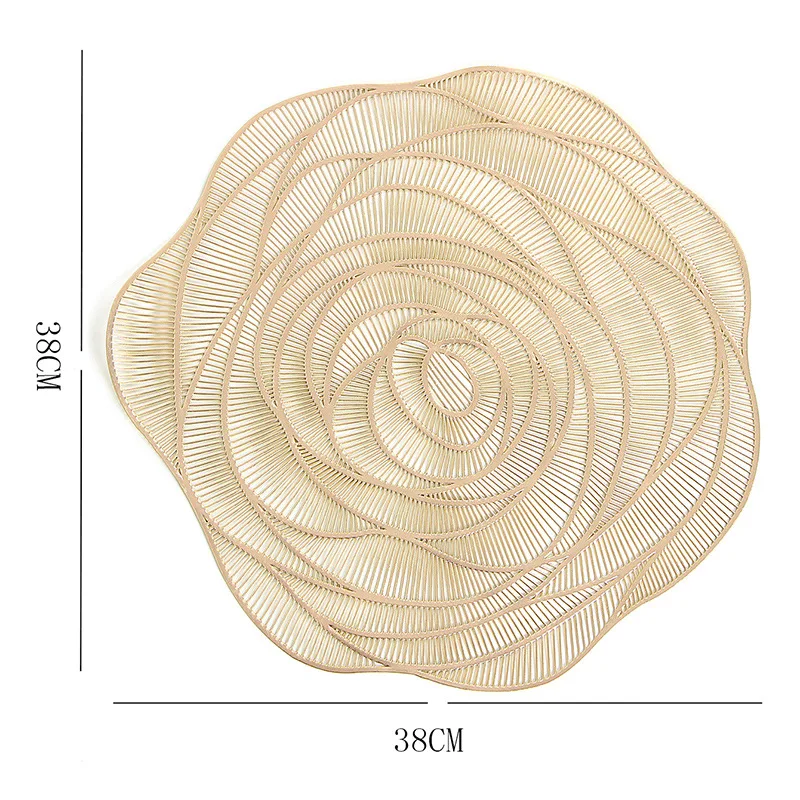 New Product Rose Gold Placemat Hotel Wedding Elegant Table Mat Pvc