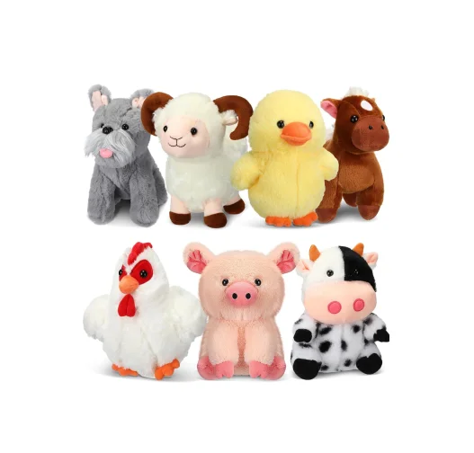 7 Pcs Farm Stuffed Plush Animals Toys Set Barnyard Stuffed Animals Bulk Soft Pig Rooster Horse Duck Sheep Cow Dog Toy Gifts Alibaba