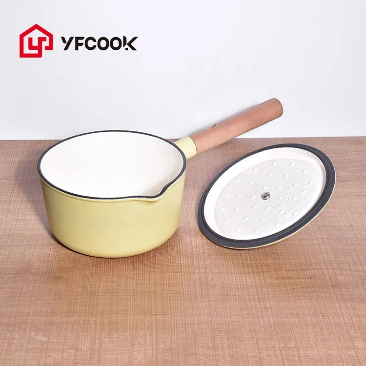 Household Items Round Enamel Milk Boil Soup Pot Saute Pan Enamel Saucepan Cast  Iron Cookware with Lid - China Enamel Saucepan and Cast Iron Milk Pot with  Long Handle price