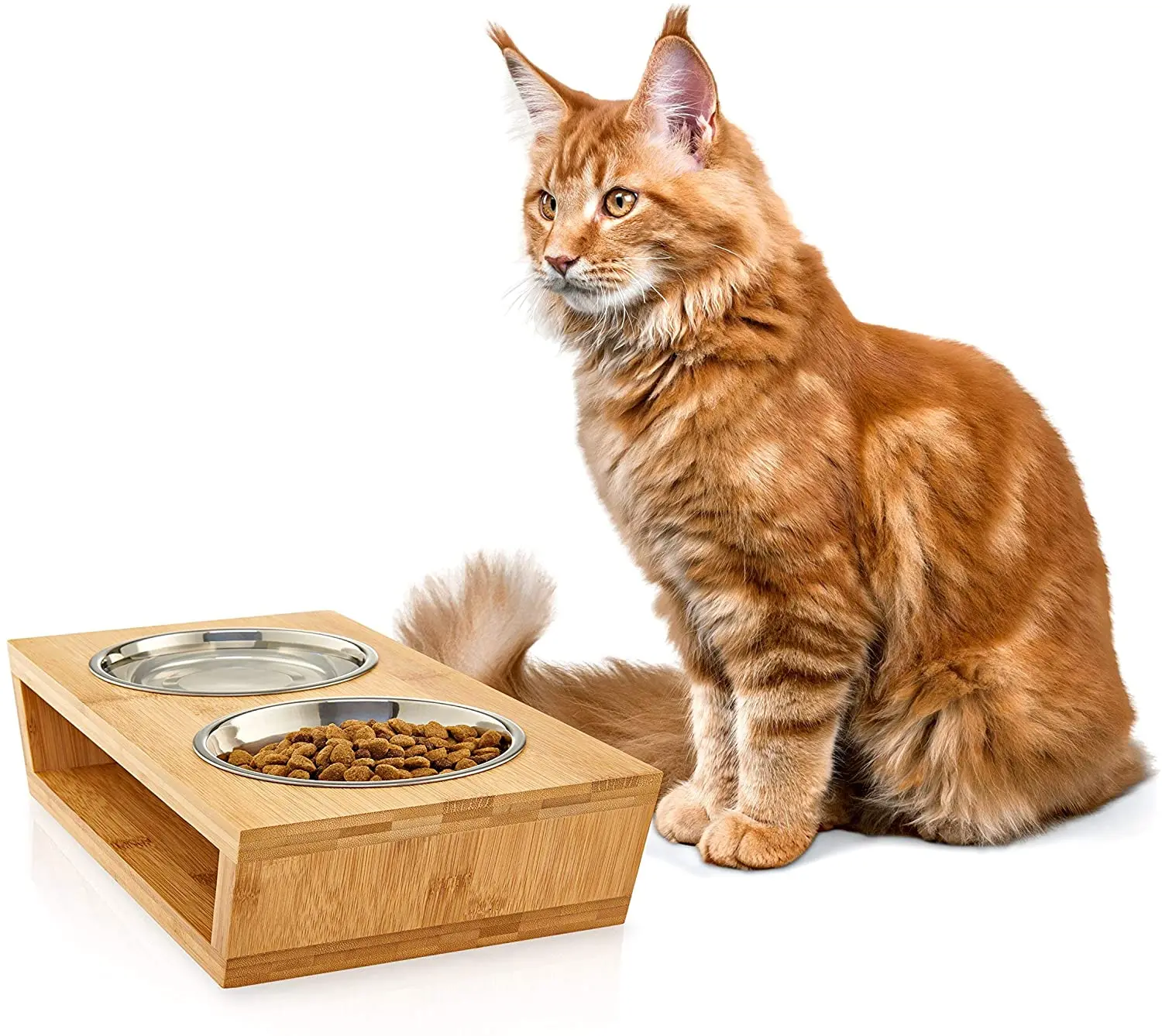 Новая бамбуковая Экологически чистая Высококачественная классическая миска для домашних животных нового дизайна Деревянная миска круглая миска из нержавеющей стали