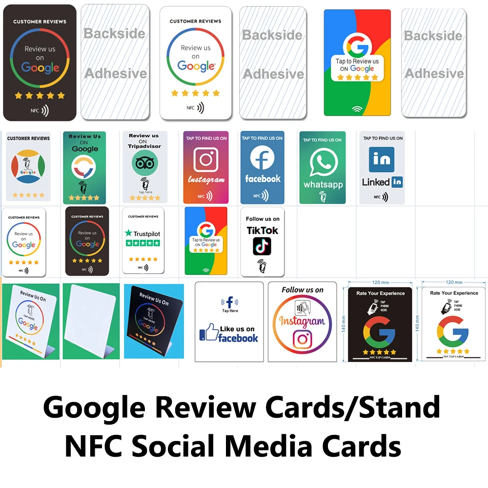 Google Review NFC Stand Card QR Code NFC Contactless Google Review Tap Display Stand