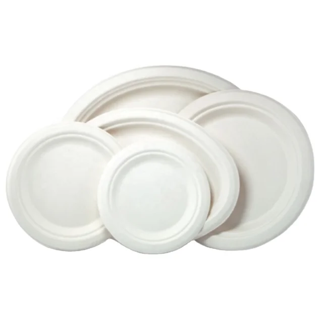 Wholesale Eco-friendly Disposable 3 Compartment Round Bagasse Food Plate