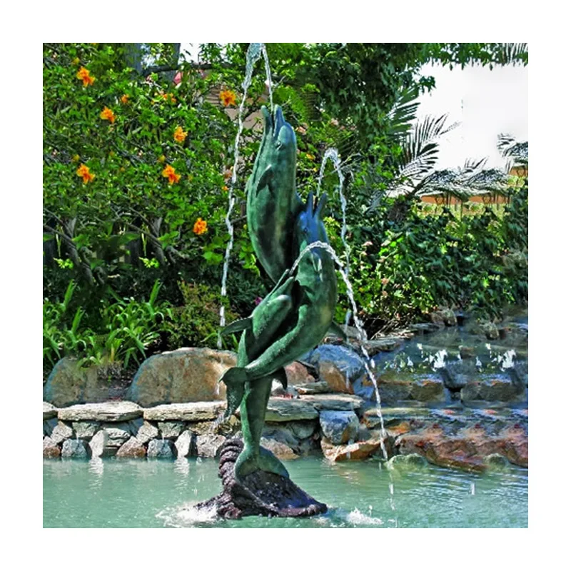 High Quality Large Pool Metal Bronze Dolphin Water Garden Fountain Sculpture for Sale