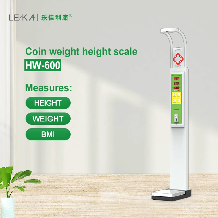 Coin Operated Height Weight BMI Scale with Printer and Land Wheel 200kg -  China Ultrasonic Height Weight Scale, BMI Body Scale