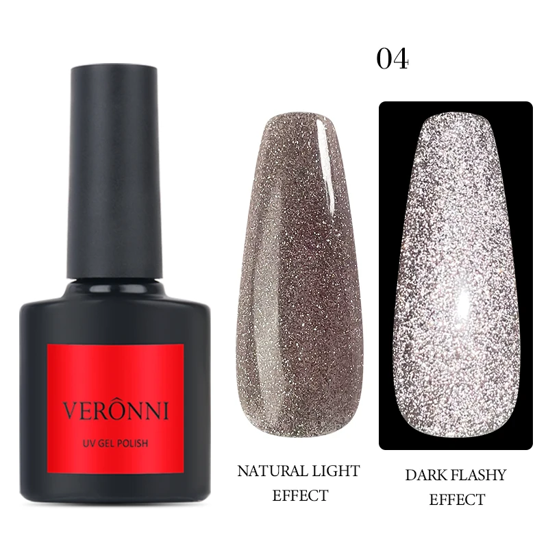 veronni 10ml reflective glitter gel nail