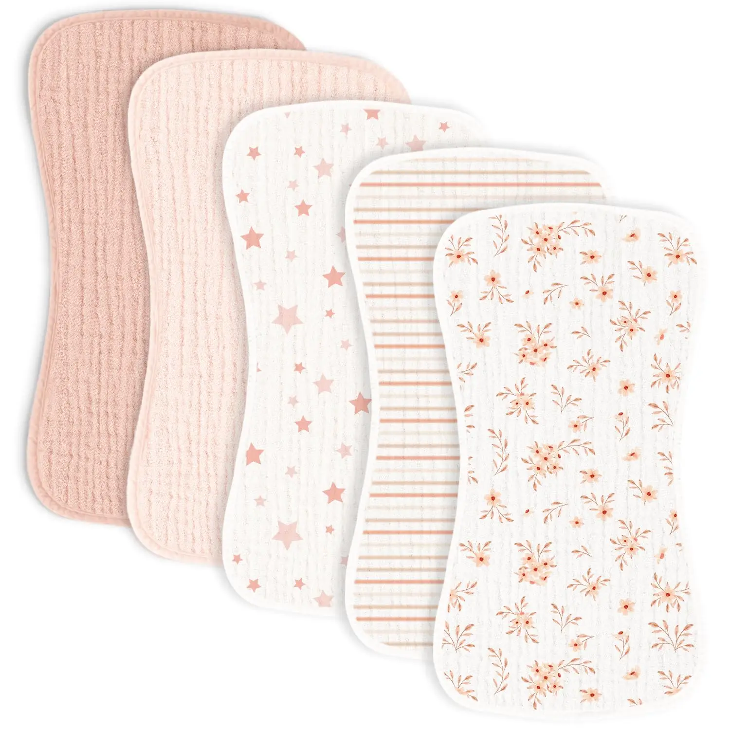 Personalized Custom Pattern 6 Layers Cotton Muslin Babi Towel Burp Cloths Neutral Custom Muslin Burping Cloths for Baby