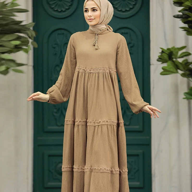 Hot Sale Modest Fashion Abaya Long Maxi Sleeve Muslim Clothing Women Muslim Dress