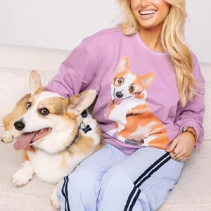 LYG Wholesale Custom New Design Corgi Pet Dog Sequin Pattern Embroidery  Sweatshirt Crewneck Cotton Fashion Sweatshirt