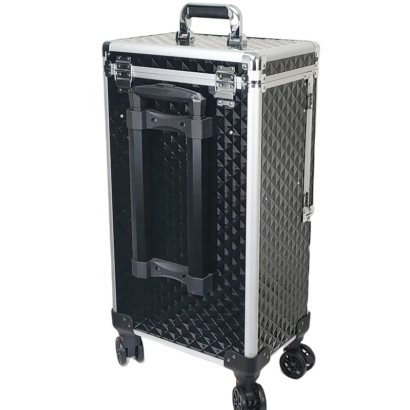 New Design Professional Makeup Trolley case Rolling Makeup Train case Hair Stylist Salon Barber Case  for Nail Tech Hairstylist