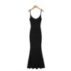 Night-black slip dress