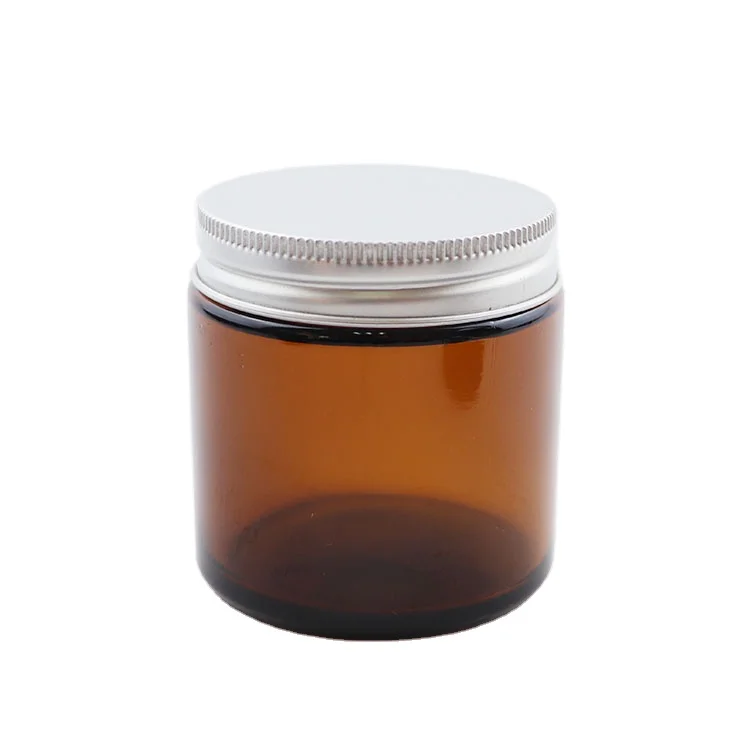 Wholesale customized jar clear amber round glass jars with screw aluminum lid for food candy