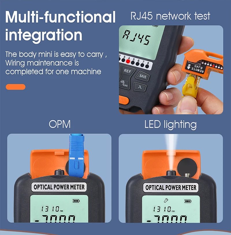 COMPTYCO Good price Handheld Fiber Optic Tester A-D7/D5 OPM with LED and RJ45 tester Fiber Optic Equipment Optical Power Meter factory