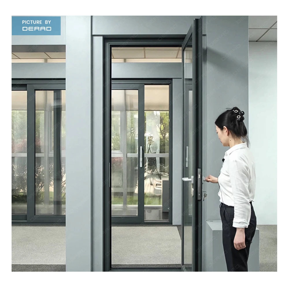 Villa Patio Doors Aluminum Doors Inward Openig Aluminum Casement Doors Customized with Germany Hardware Key Double Glazed