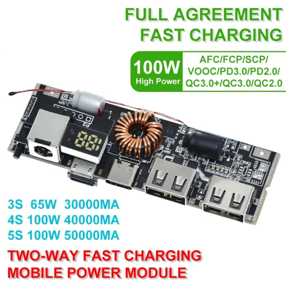 Modulo Power Bank Fai-da-te 3S-5S Con Doppia Uscita Type-C E PD 65-100W, Ideale Per Progetti Con Celle 18650 - Foto 6