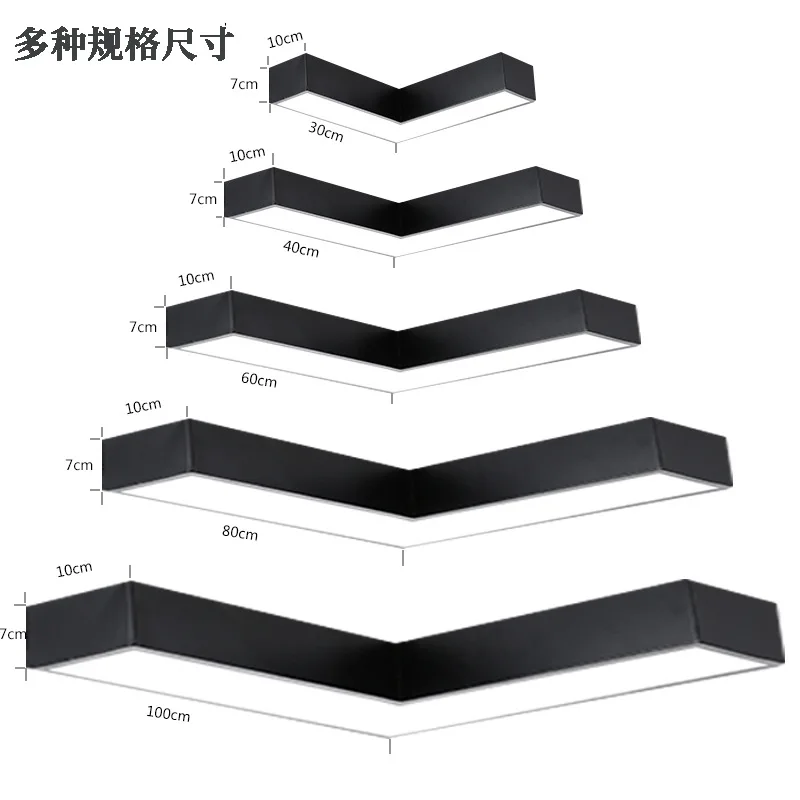 V Shape Modern Custom Office Hanging Luxury Big Ceiling Lighting Fixture LED Pendant Light Geometric Business Chandelier