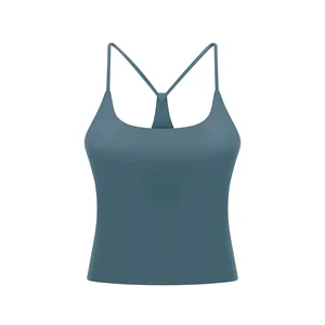 TOPKO Y-shaped Beautiful Shoulder Straps, Chest Pads, Moisture Wicking, Elastic, Tight Fitting Yoga Vest for Women